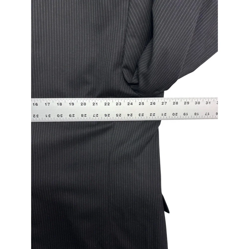 Stafford 52R 44x30 Black Pinstripe 2pc Pant Suit 100% Wool Classic Fit Mens
